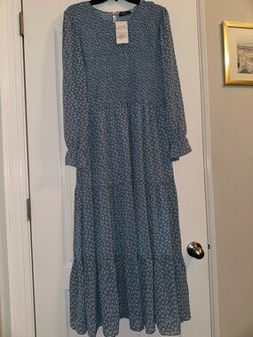 Amazon Blue Floral Maxi Dress
